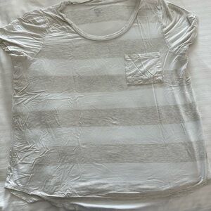 Market & Spruce Tan and White Striped Tee